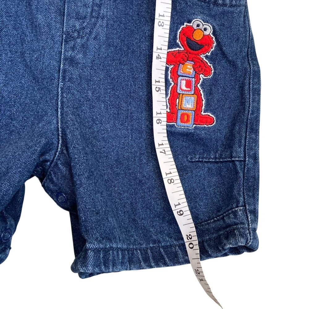 Sesame Street Baby Sz 18 mo Vintage 90s Denim Bib Style Shortalls Overalls - Picture 15 of 16